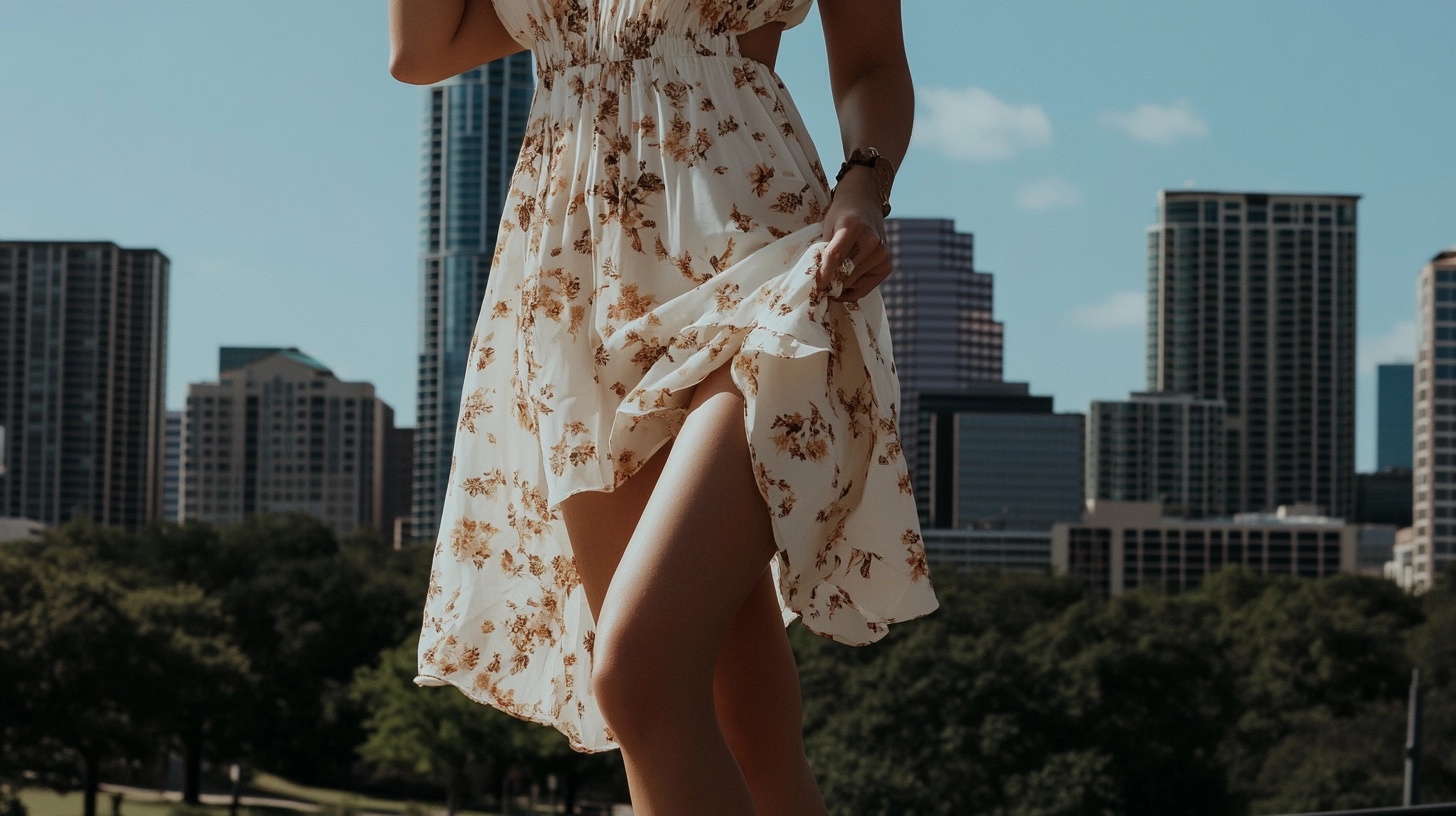 Woman in a floral sundress